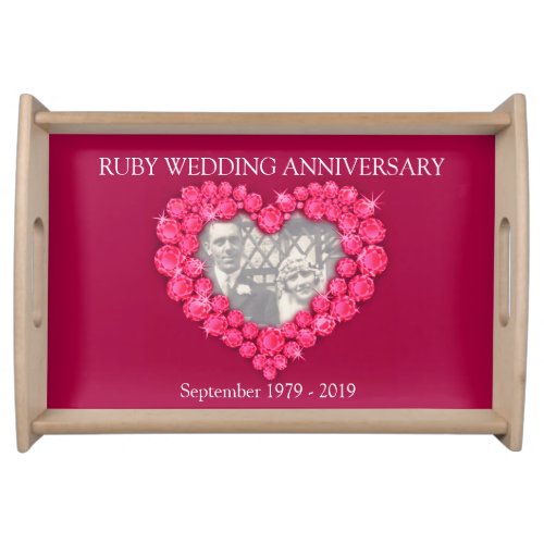 Ruby Wedding anniversary red heart custom tray