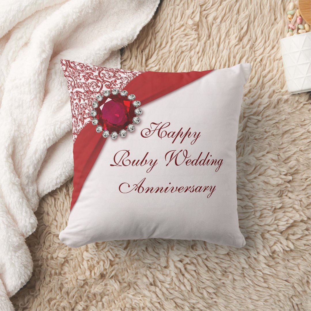 Ruby Wedding Anniversary Throw Pillow Zazzle