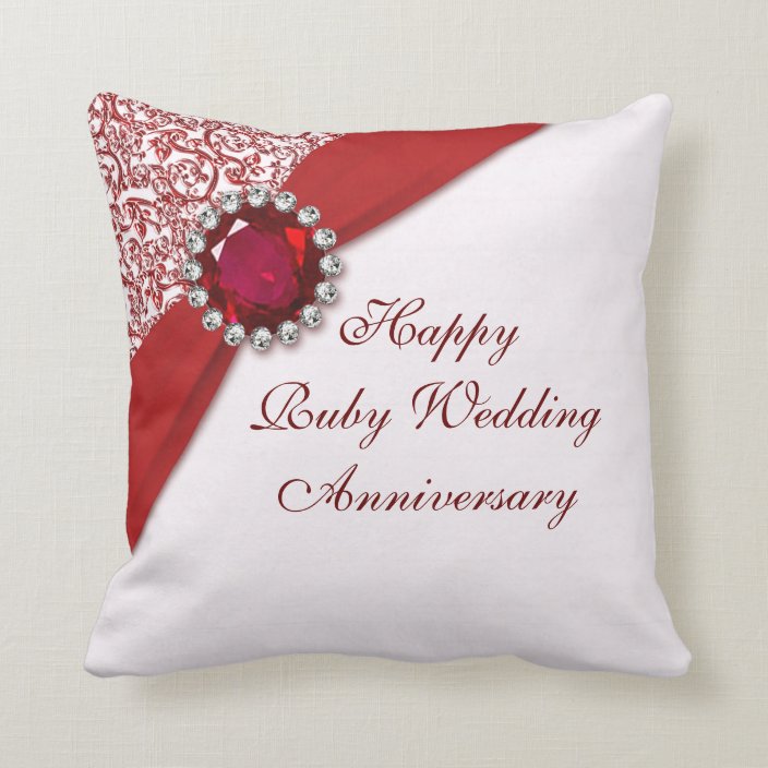 Ruby Wedding Anniversary Throw Pillow