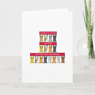 Ruby Wedding Congratulations Cartoon Cats Card