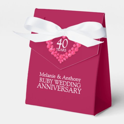 Ruby wedding heart 40 years thank you favor box