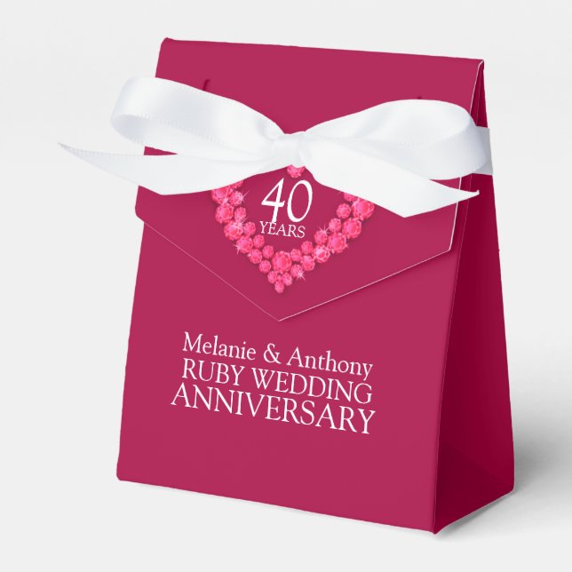 Ruby wedding heart 40 years thank you favor box (Front Side)