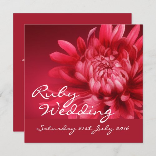 Ruby wedding party invite 40 years square