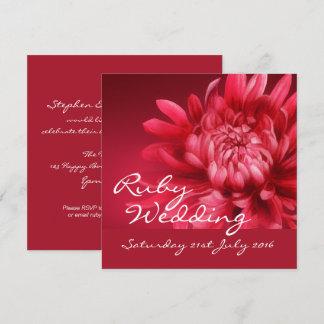 Ruby wedding party invite 40 years square