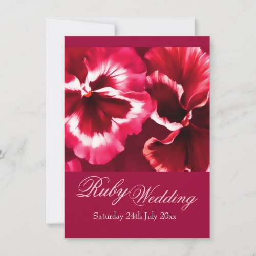 Ruby Wedding Party Invite 40th Pink  Red