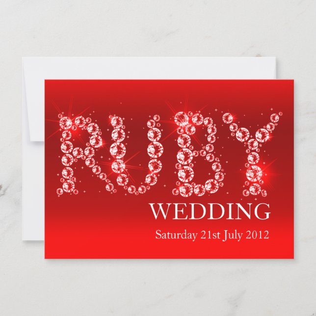 Ruby wedding sparkle in stones party invite 40th (Front)