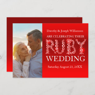 Ruby wedding sparkle stones photo party invite 40