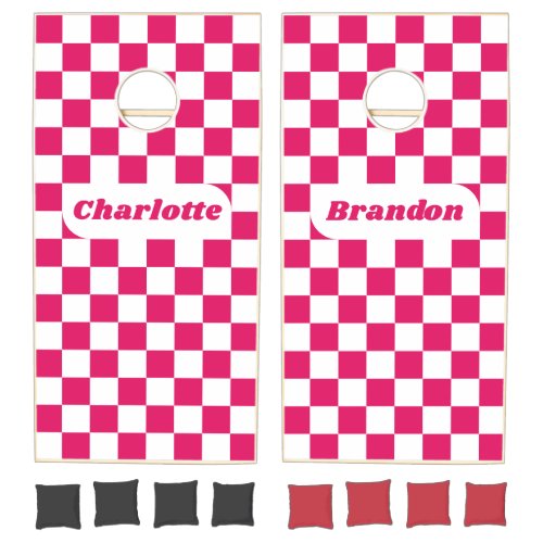 Ruby & White Checker with Names