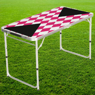 Ruby & White Punk Diamond Cup Triangles Tailgate Beer Pong Table
