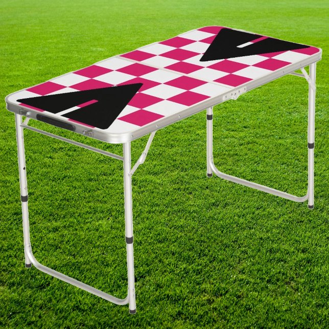 Ruby & White Punk Rocker Cup Triangles Tailgate Beer Pong Table (Creator Uploaded)