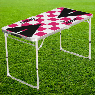 Ruby & White Punk Rocker with Name Tailgate Beer Pong Table
