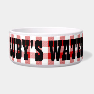 Ruby's Diner Dog's Name Red & White Checks Bowl
