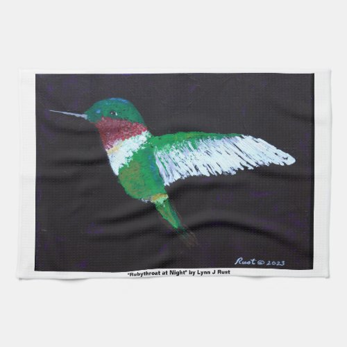 Rubythroat at Night kitchen towel