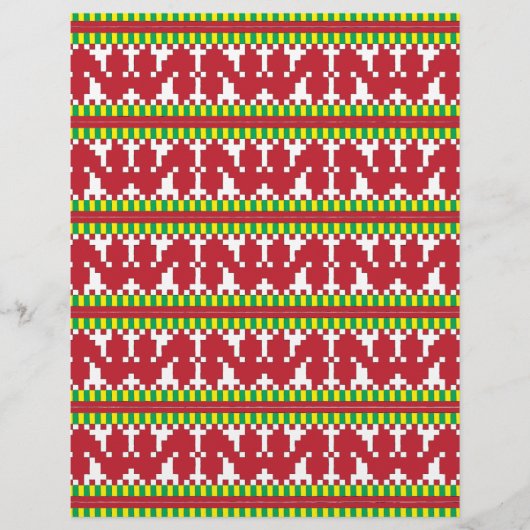 Rucava Red and white folk art geometric pattern I (Front)