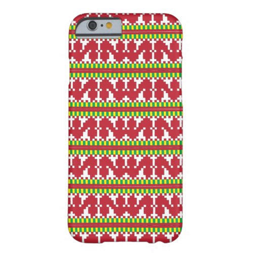 Rucava Red and white folk art geometric pattern I Barely There iPhone 6 Case