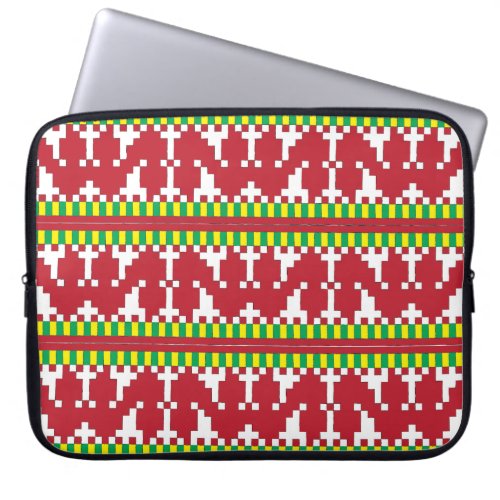 Rucava Red and white folk art geometric pattern I Laptop Sleeve