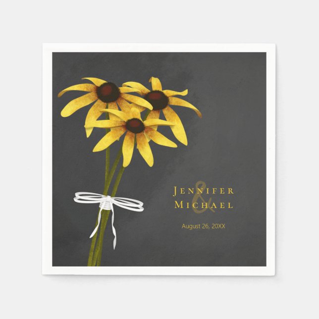 Rudbeckia Black Eyed Susan flowers tied w ribbon Napkins (Front)