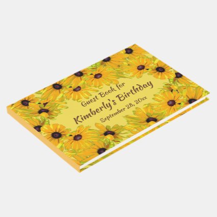 Rudbeckia Flowers Floral Birthday Party Guest Book