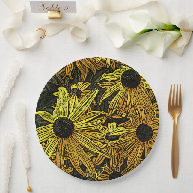 RUDBECKIA FLOWERS PAPER PLATES (Wedding)