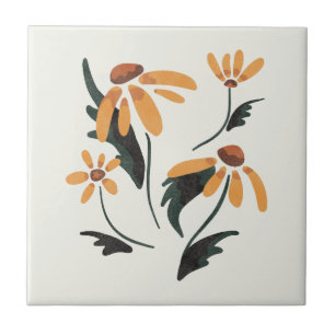 Rudbeckia Hirta Black-Eyed Susan Aesthetic Flowers Ceramic Tile