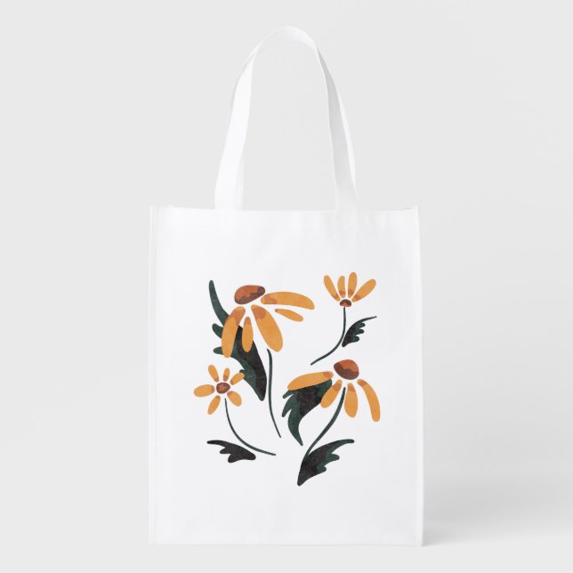Rudbeckia Hirta Black-Eyed Susan Aesthetic Flowers Grocery Bag (Front)