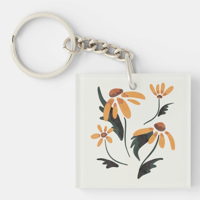 Rudbeckia Hirta Black-Eyed Susan Aesthetic Flowers Keychain (Front)