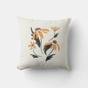 Rudbeckia Hirta Black-Eyed Susan Aesthetic Flowers Throw Pillow