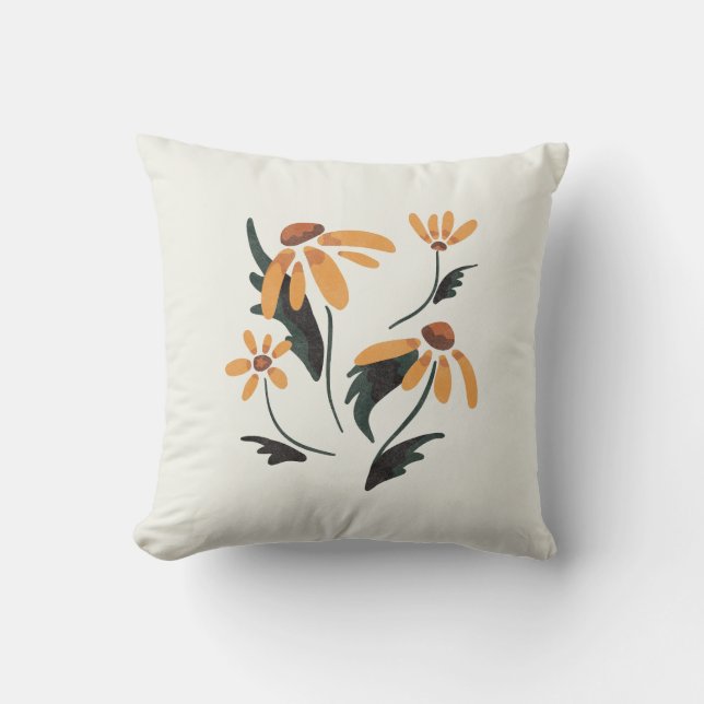 Rudbeckia Hirta Black-Eyed Susan Aesthetic Flowers Throw Pillow (Front)