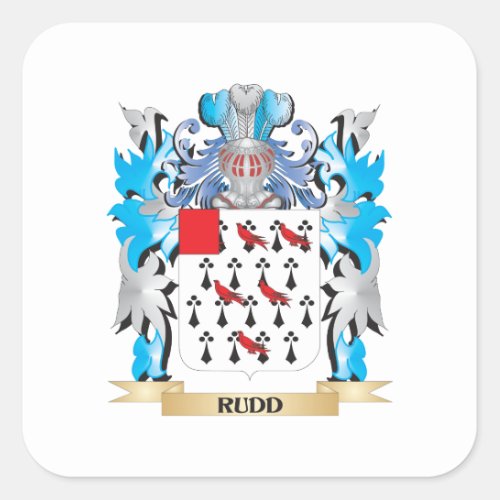 Rudd Coat of Arms _ Family Crest Square Sticker