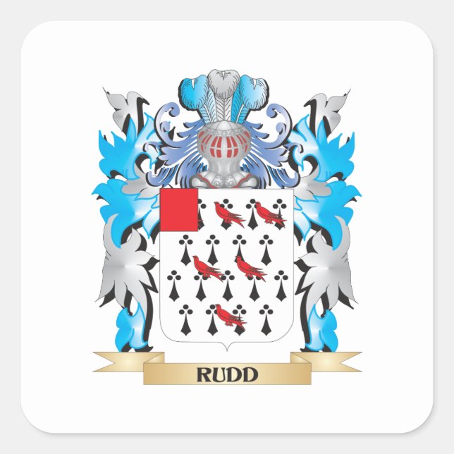 Rudd Coat of Arms - Family Crest Square Sticker (Front)