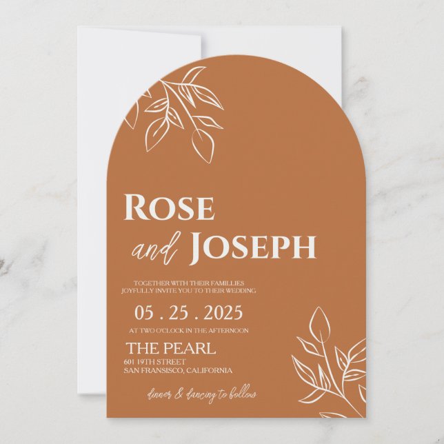 Ruddy Brown Modern Old Money Wedding Invitation (Front)