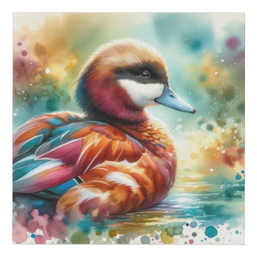 Ruddy Duck Serenity AREF773 _ Watercolor Faux Canvas Print