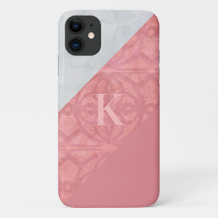 Ruddy Pink Batik And Grey Watercolor Letter iPhone 11 Case