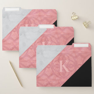 Ruddy Pink Batik And Grey Watercolor Letter File Folder