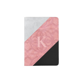 Ruddy Pink Batik And Grey Watercolor Letter Passport Holder