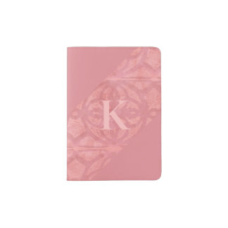 Ruddy Pink Batik And Grey Watercolor Letter Passport Holder