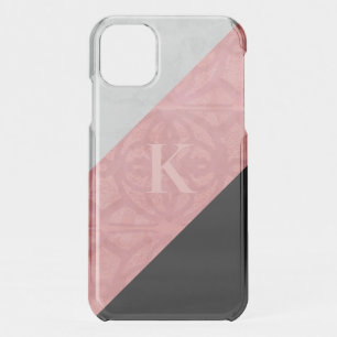 Ruddy Pink Batik And Grey Watercolor Letter iPhone 11 Case