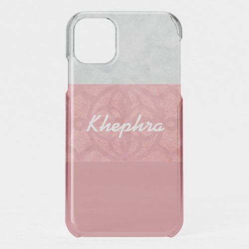 Ruddy Pink Batik Grey Watercolor Name iPhone 11 Case