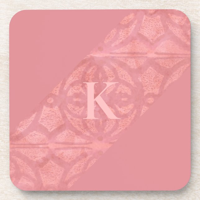 Ruddy Pink Batik Letter Beverage Coaster (Front)