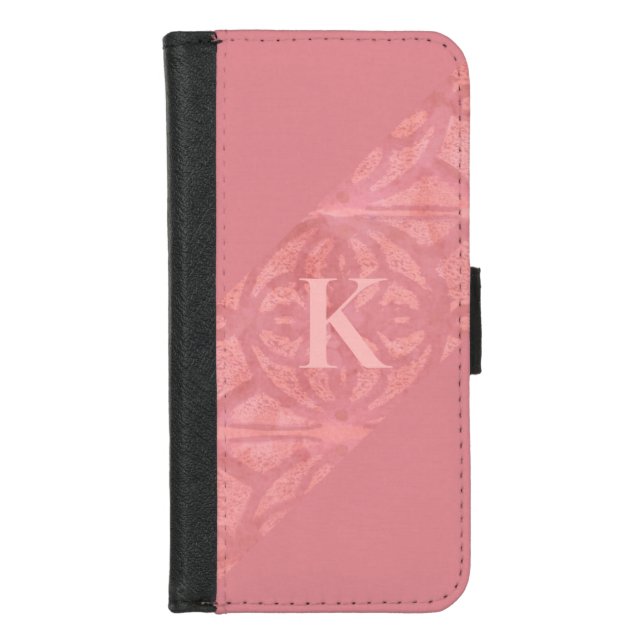 Ruddy Pink Batik Letter iPhone Wallet Case (Front)