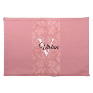 Ruddy Pink Batik Name Monogrammed Cloth Placemat
