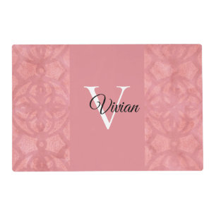 Ruddy Pink Batik Name Monogrammed Notebook Placemat