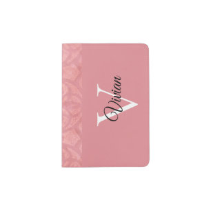 Ruddy Pink Batik Name Monogrammed Passport Holder