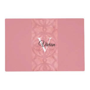 Ruddy Pink Batik Name Monogrammed Placemat