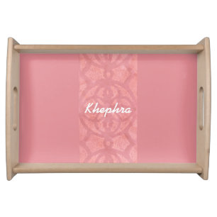 Ruddy Pink Batik Name Monogrammed Serving Tray