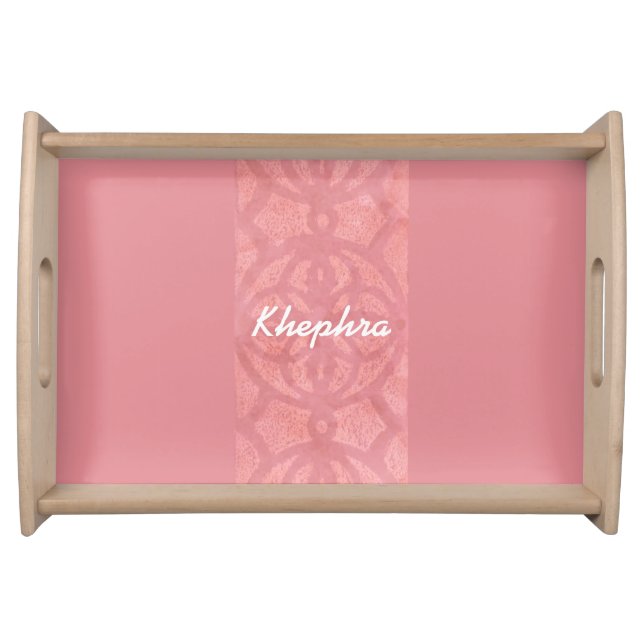 Ruddy Pink Batik Name Monogrammed Serving Tray (Front)