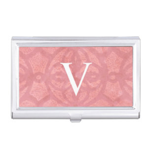 Ruddy Pink Monogrammed Watercolor Business Card Case