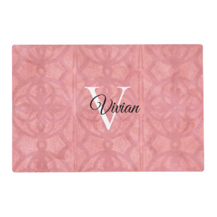 Ruddy Pink Watercolor Monogram Name Placemat
