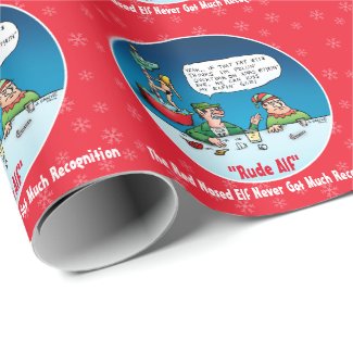 Rude Alf The Red Nosed Elf Funny Cartoon Wrapping Paper