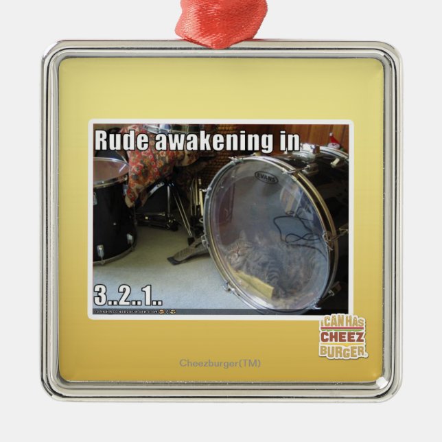 Rude awakening in metal ornament (Front)